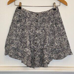 Kimchi Blue Palm Print Mini Skirt – Blue Button Front Tropical Style Size 6